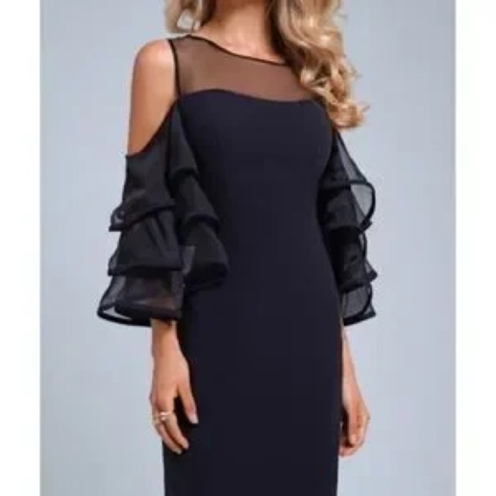Alberto Makali sold shoulder ruffle dress. EUC worn once